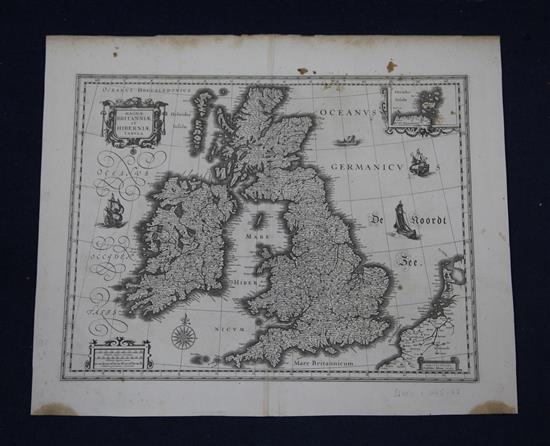 Blaeu, William - An unframed uncoloured map - Magnae Britannie et Hiberniae, c.1625-40, 41 x 54cm
